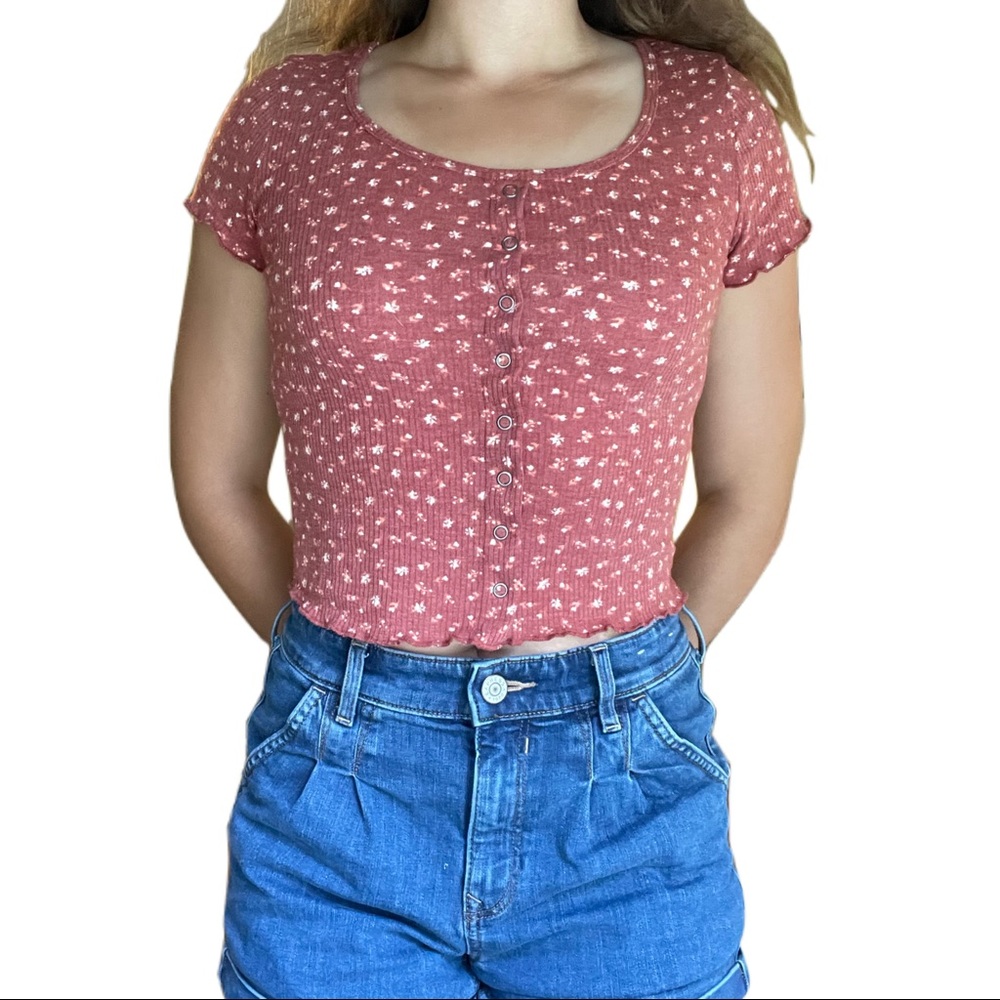 Hippie Rose Floral Red T-Shirt Size Small